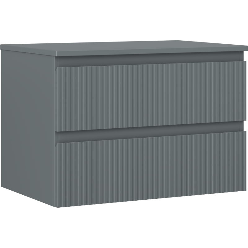 Mexen Rivel koupelnová skříňka pod umyvadlo 70 cm s deskou, 2 zásuvky, drážkovaná, grafit mat - 91A20-07047-2-BFFC66