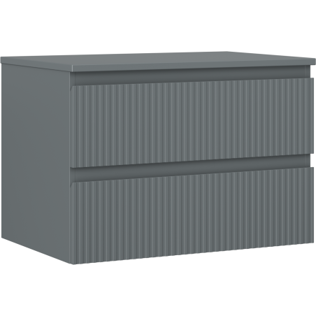 Mexen Rivel koupelnová skříňka pod umyvadlo 70 cm s deskou, 2 zásuvky, drážkovaná, grafit mat - 91A20-07047-2-BFFC66