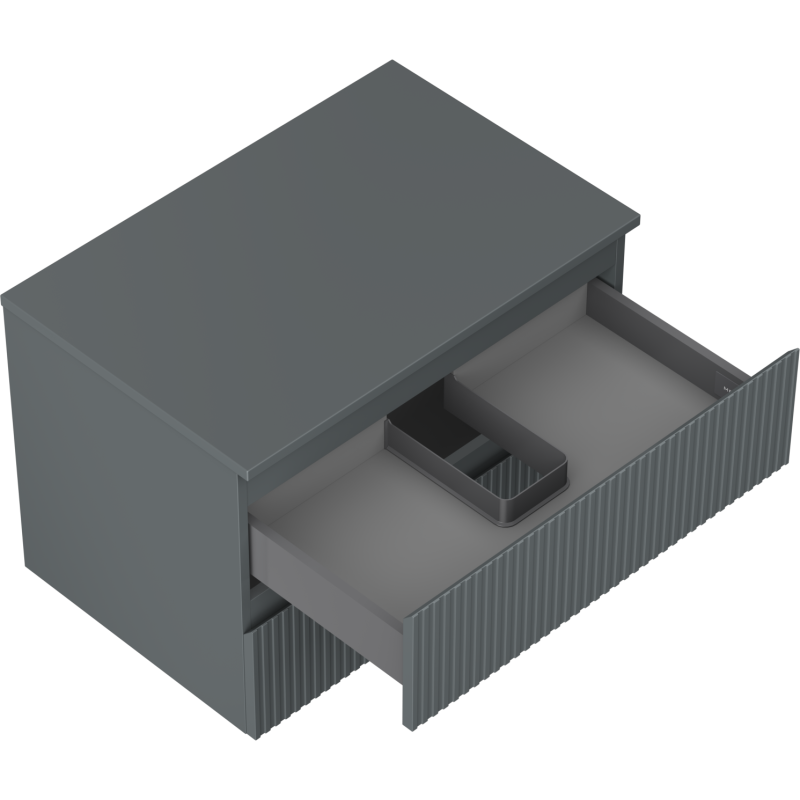 Mexen Rivel koupelnová skříňka pod umyvadlo 70 cm s deskou, 2 zásuvky, drážkovaná, grafit mat - 91A20-07047-2-BFFC66