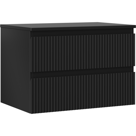 Mexen Rivel koupelnová skříňka pod umyvadlo 70 cm s deskou, 2 zásuvky, rýhovaná, černá mat - 91A20-07047-2-BFFC71