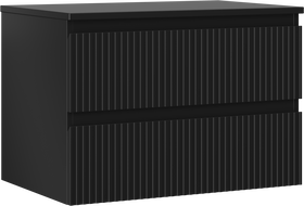 Mexen Rivel koupelnová skříňka pod umyvadlo 70 cm s deskou, 2 zásuvky, rýhovaná, černá mat - 91A20-07047-2-BFFC71