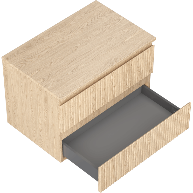 Mexen Rivel koupelnová skříňka pod umyvadlo 70 cm s deskou, 2 zásuvky, rýhovaná, dub - 91A20-07047-2-BFFC81