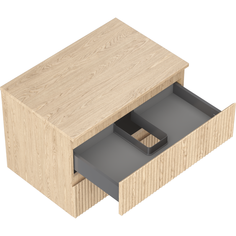 Mexen Rivel koupelnová skříňka pod umyvadlo 70 cm s deskou, 2 zásuvky, rýhovaná, dub - 91A20-07047-2-BFFC81