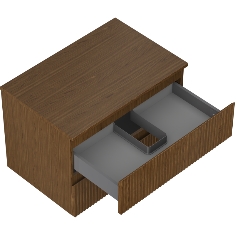 Mexen Rivel koupelnová skříňka pod umyvadlo 70 cm s deskou, 2 zásuvky, drážkovaná, ořech - 91A20-07047-2-BFFC86