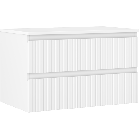 Mexen Rivel koupelnová skříňka pod umyvadlo 80 cm s deskou, 2 zásuvky, rýhovaná, bílá mat - 91A20-08047-2-BFFC01