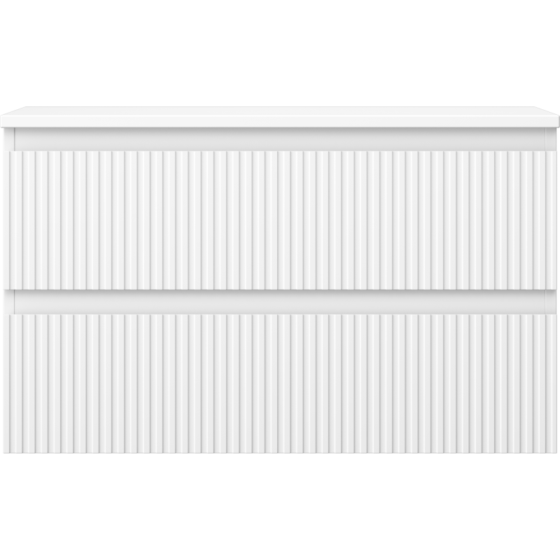 Mexen Rivel koupelnová skříňka pod umyvadlo 80 cm s deskou, 2 zásuvky, rýhovaná, bílá mat - 91A20-08047-2-BFFC01