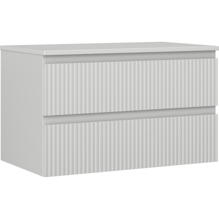 Mexen Rivel koupelnová skříňka pod umyvadlo 80 cm s deskou, 2 zásuvky, drážkovaná, šedá mat - 91A20-08047-2-BFFC62