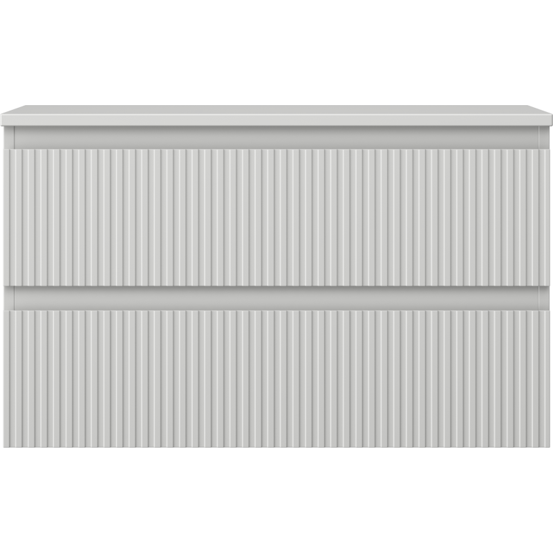 Mexen Rivel koupelnová skříňka pod umyvadlo 80 cm s deskou, 2 zásuvky, drážkovaná, šedá mat - 91A20-08047-2-BFFC62