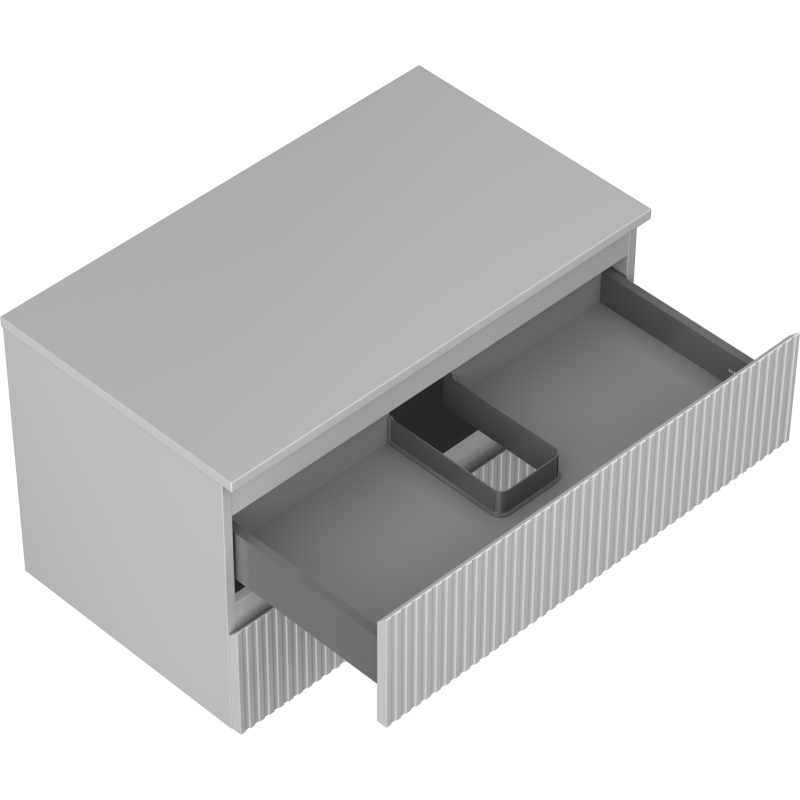 Mexen Rivel koupelnová skříňka pod umyvadlo 80 cm s deskou, 2 zásuvky, drážkovaná, šedá mat - 91A20-08047-2-BFFC62