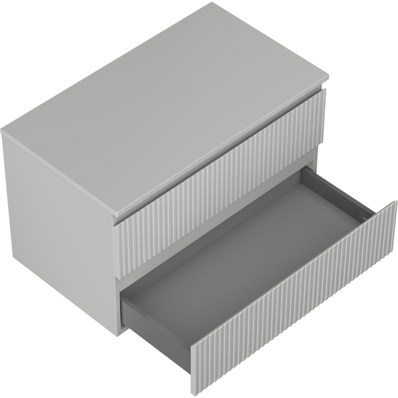 Mexen Rivel koupelnová skříňka pod umyvadlo 80 cm s deskou, 2 zásuvky, drážkovaná, šedá mat - 91A20-08047-2-BFFC62