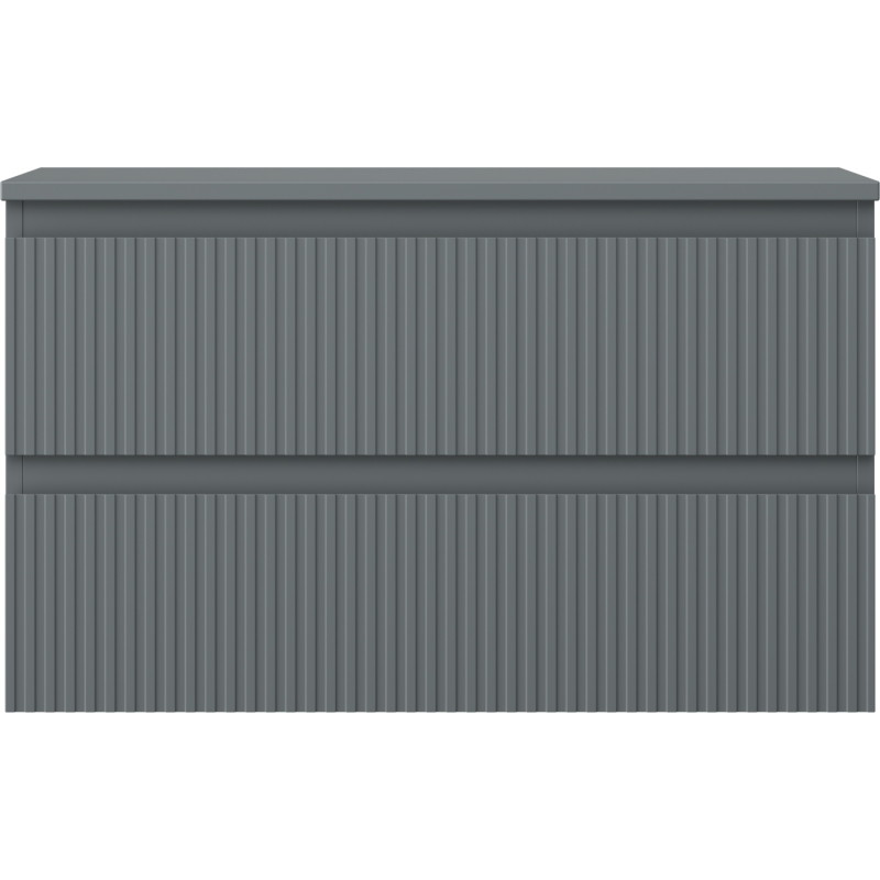 Mexen Rivel koupelnová skříňka pod umyvadlo 80 cm s deskou, 2 zásuvky, drážkovaná, grafit mat - 91A20-08047-2-BFFC66