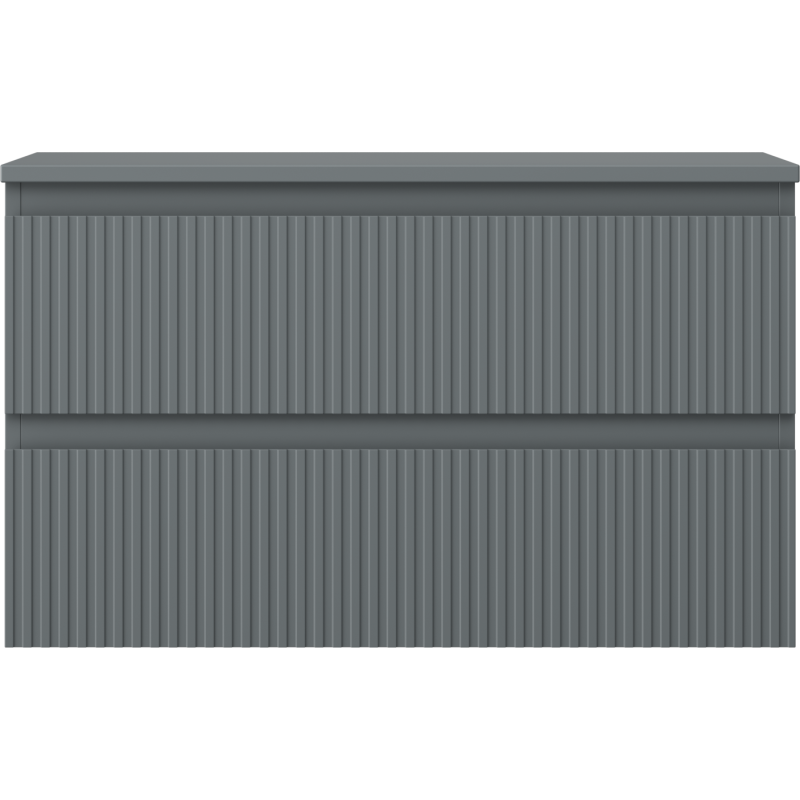 Mexen Rivel koupelnová skříňka pod umyvadlo 80 cm s deskou, 2 zásuvky, drážkovaná, matná grafitová - 91A20-08047-2-BFFC66