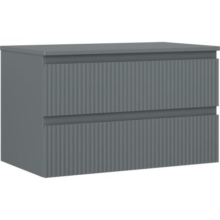 Mexen Rivel koupelnová skříňka pod umyvadlo 80 cm s deskou, 2 zásuvky, drážkovaná, grafit mat - 91A20-08047-2-BFFC66