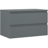 Mexen Rivel koupelnová skříňka pod umyvadlo 80 cm s deskou, 2 zásuvky, drážkovaná, grafit mat - 91A20-08047-2-BFFC66