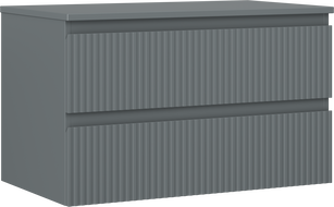 Mexen Rivel koupelnová skříňka pod umyvadlo 80 cm s deskou, 2 zásuvky, drážkovaná, grafit mat - 91A20-08047-2-BFFC66