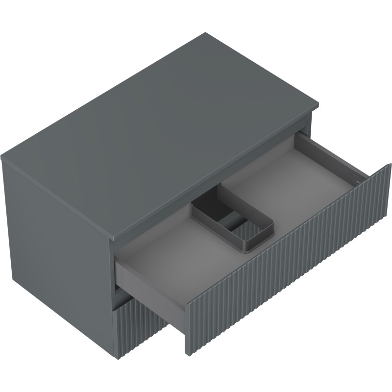 Mexen Rivel koupelnová skříňka pod umyvadlo 80 cm s deskou, 2 zásuvky, drážkovaná, grafit mat - 91A20-08047-2-BFFC66