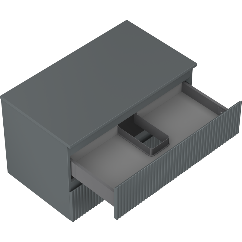 Mexen Rivel koupelnová skříňka pod umyvadlo 80 cm s deskou, 2 zásuvky, drážkovaná, matná grafitová - 91A20-08047-2-BFFC66