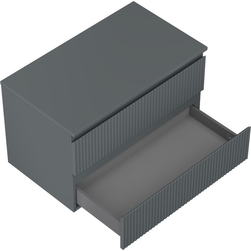 Mexen Rivel koupelnová skříňka pod umyvadlo 80 cm s deskou, 2 zásuvky, drážkovaná, grafit mat - 91A20-08047-2-BFFC66