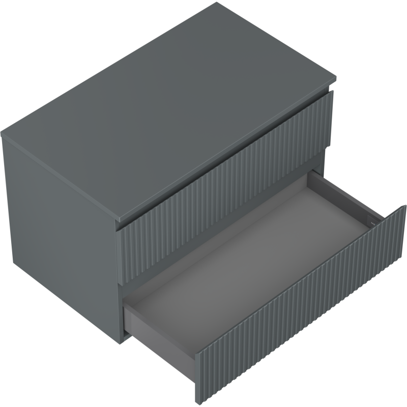 Mexen Rivel koupelnová skříňka pod umyvadlo 80 cm s deskou, 2 zásuvky, drážkovaná, matná grafitová - 91A20-08047-2-BFFC66