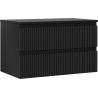 Mexen Rivel koupelnová skříňka pod umyvadlo 80 cm s deskou, 2 zásuvky, rýhovaná, černá mat - 91A20-08047-2-BFFC71