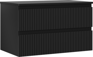 Mexen Rivel koupelnová skříňka pod umyvadlo 80 cm s deskou, 2 zásuvky, rýhovaná, černá mat - 91A20-08047-2-BFFC71