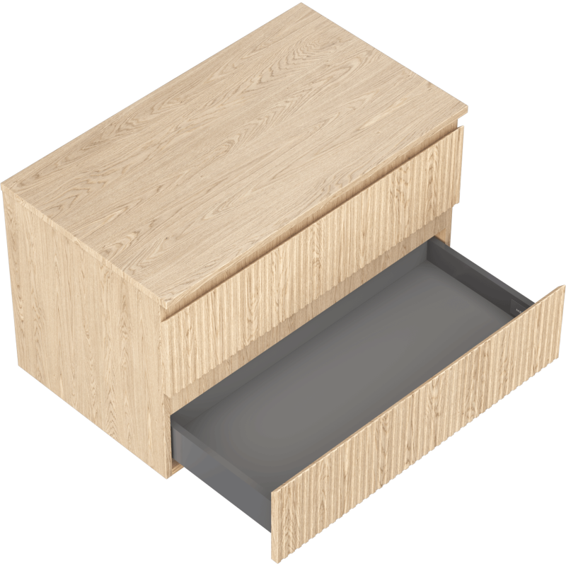 Mexen Rivel koupelnová skříňka pod umyvadlo 80 cm s deskou, 2 zásuvky, rýhovaná, dub - 91A20-08047-2-BFFC81