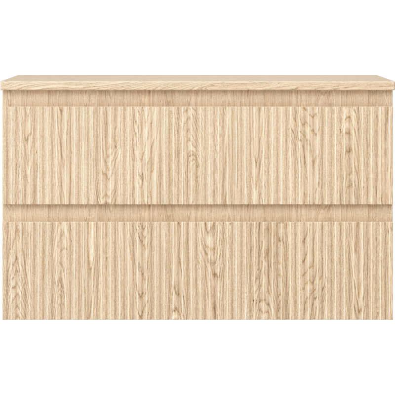 Mexen Rivel koupelnová skříňka pod umyvadlo 80 cm s deskou, 2 zásuvky, rýhovaná, dub - 91A20-08047-2-BFFC81