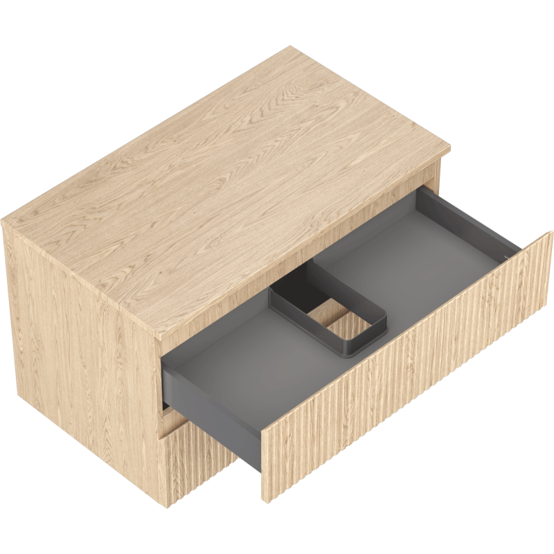 Mexen Rivel koupelnová skříňka pod umyvadlo 80 cm s deskou, 2 zásuvky, rýhovaná, dub - 91A20-08047-2-BFFC81