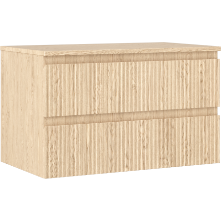 Mexen Rivel koupelnová skříňka pod umyvadlo 80 cm s deskou, 2 zásuvky, rýhovaná, dub - 91A20-08047-2-BFFC81