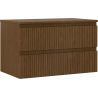 Mexen Rivel koupelnová skříňka pod umyvadlo 80 cm s deskou, 2 zásuvky, drážkovaná, ořech - 91A20-08047-2-BFFC86