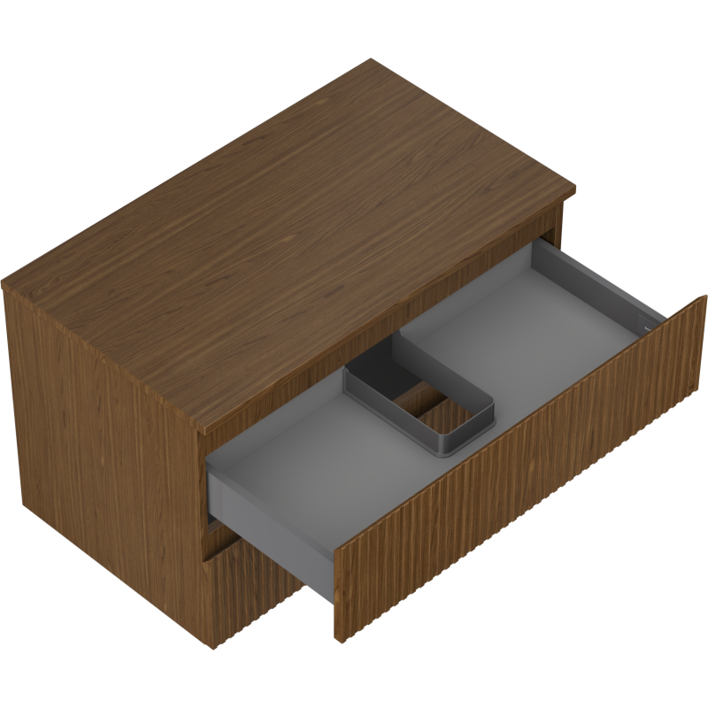 Mexen Rivel koupelnová skříňka pod umyvadlo 80 cm s deskou, 2 zásuvky, drážkovaná, ořech - 91A20-08047-2-BFFC86