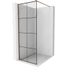 Mexen Kioto sprchová zástěna Walk-in 80 x 200 cm, černá mřížka 8 mm, růžové zlato - 800-080-101-60-77