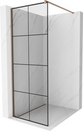 Mexen Kioto sprchová zástěna Walk-in 80 x 200 cm, černá mřížka 8 mm, růžové zlato - 800-080-101-60-77