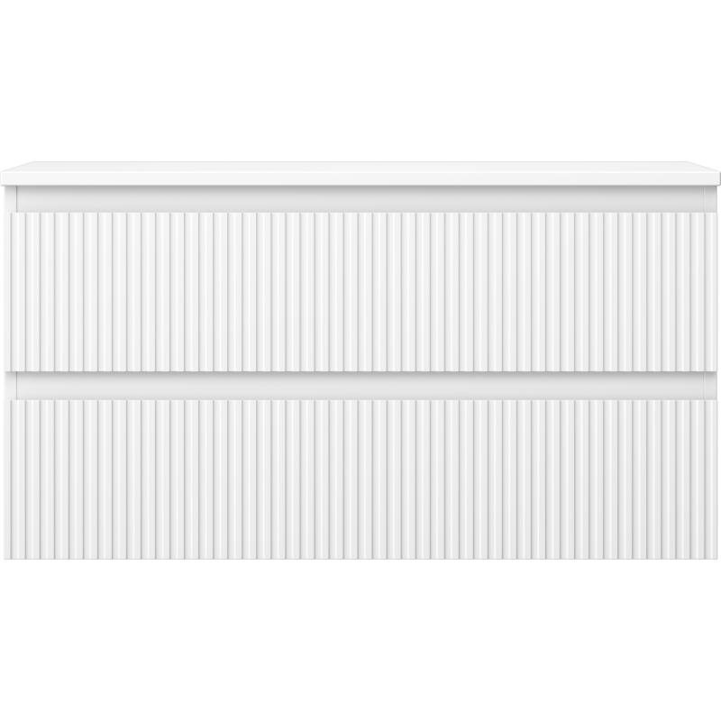 Mexen Rivel koupelnová skříňka pod umyvadlo 90 cm s deskou, 2 zásuvky, drážkovaná, bílá mat - 91A20-09047-2-BFFC01