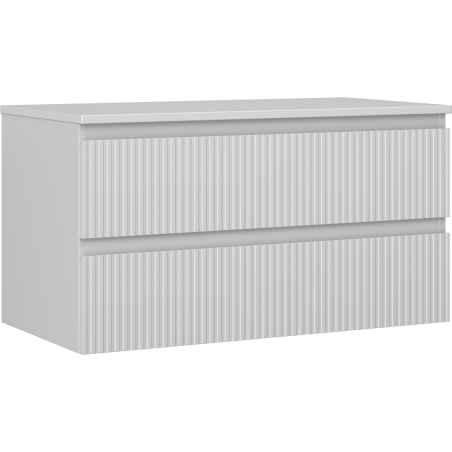 Mexen Rivel koupelnová skříňka pod umyvadlo 90 cm s deskou, 2 zásuvky, drážkovaná, šedá mat - 91A20-09047-2-BFFC62