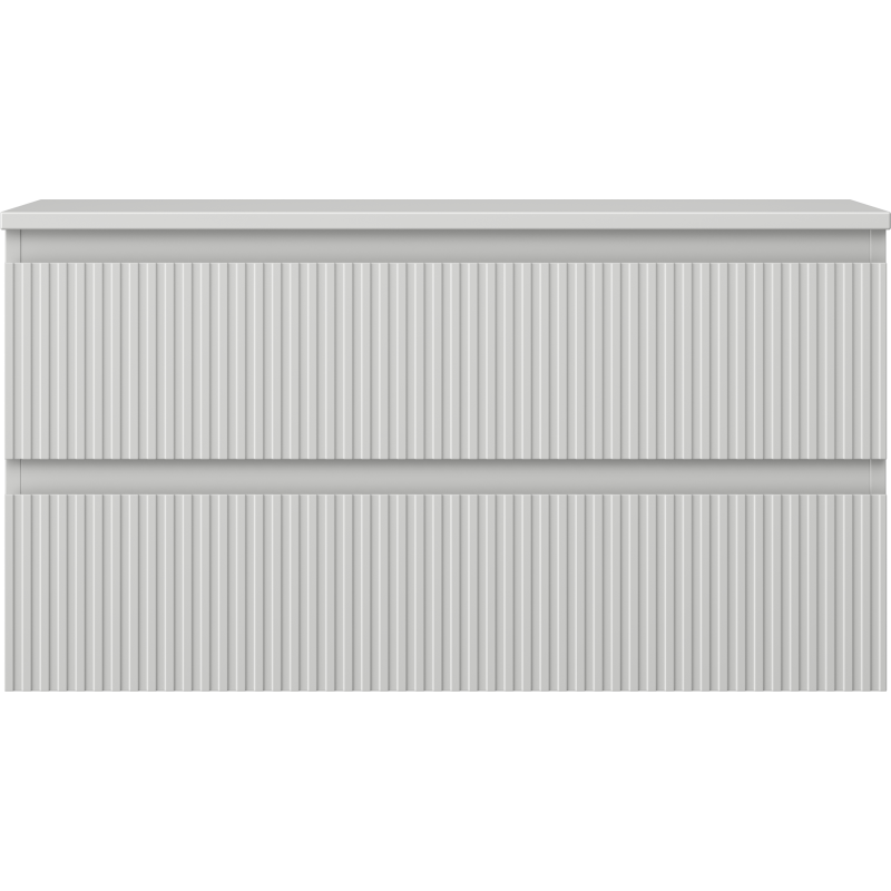 Mexen Rivel koupelnová skříňka pod umyvadlo 90 cm s deskou, 2 zásuvky, drážkovaná, šedá mat - 91A20-09047-2-BFFC62