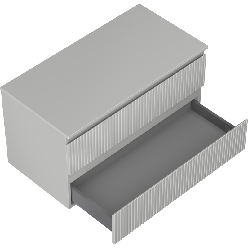 Mexen Rivel koupelnová skříňka pod umyvadlo 90 cm s deskou, 2 zásuvky, drážkovaná, šedá mat - 91A20-09047-2-BFFC62