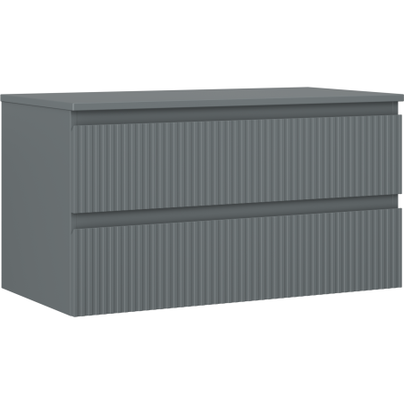 Mexen Rivel koupelnová skříňka pod umyvadlo 90 cm s deskou, 2 zásuvky, drážkovaná, matná grafitová - 91A20-09047-2-BFFC66