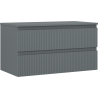 Mexen Rivel koupelnová skříňka pod umyvadlo 90 cm s deskou, 2 zásuvky, drážkovaná, matná grafitová - 91A20-09047-2-BFFC66