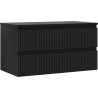 Mexen Rivel koupelnová skříňka pod umyvadlo 90 cm s deskou, 2 zásuvky, drážkovaná, černá mat - 91A20-09047-2-BFFC71