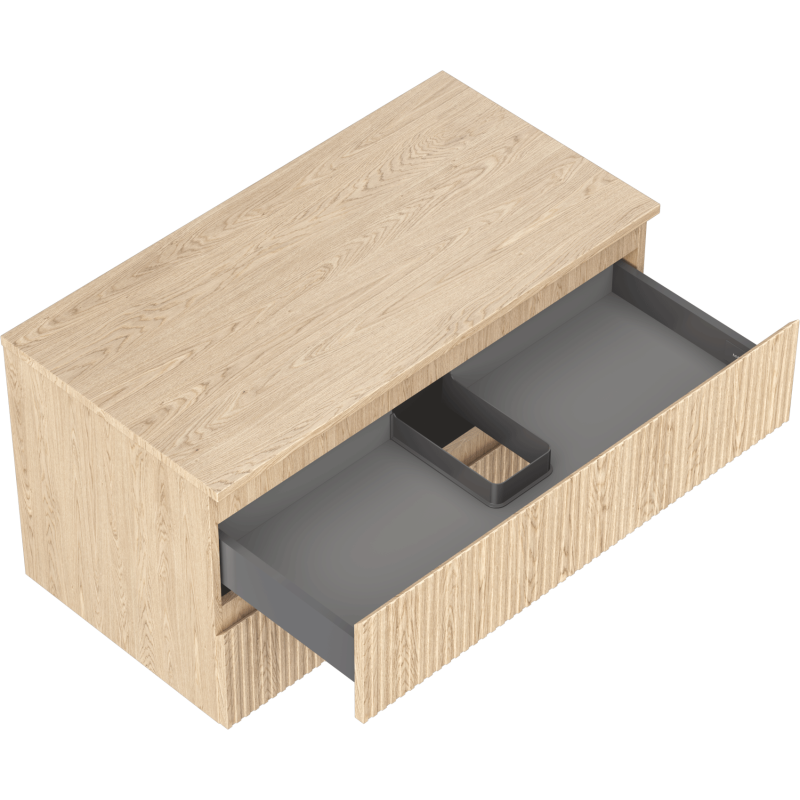 Mexen Rivel koupelnová skříňka pod umyvadlo 90 cm s deskou, 2 zásuvky, drážkovaná, dub - 91A20-09047-2-BFFC81