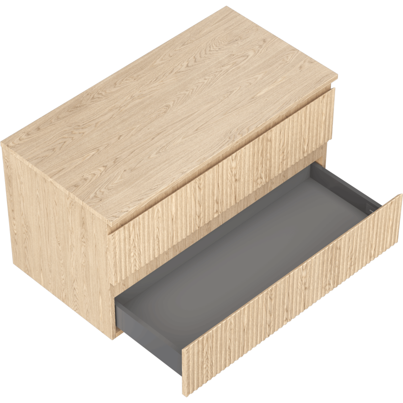 Mexen Rivel koupelnová skříňka pod umyvadlo 90 cm s deskou, 2 zásuvky, drážkovaná, dub - 91A20-09047-2-BFFC81