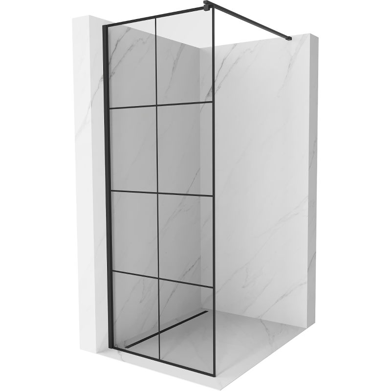 Mexen Kioto sprchová zástěna Walk-in 90 x 200 cm, černá mřížka 8 mm, černá - 800-090-101-70-77
