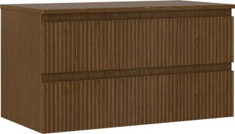 Mexen Rivel koupelnová skříňka pod umyvadlo 90 cm s deskou, 2 zásuvky, drážkovaná, ořech - 91A20-09047-2-BFFC86