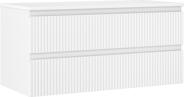 Mexen Rivel koupelnová skříňka pod umyvadlo 100 cm s deskou, 2 zásuvky, rýhovaná, bílá mat - 91A20-10047-2-BFFC01