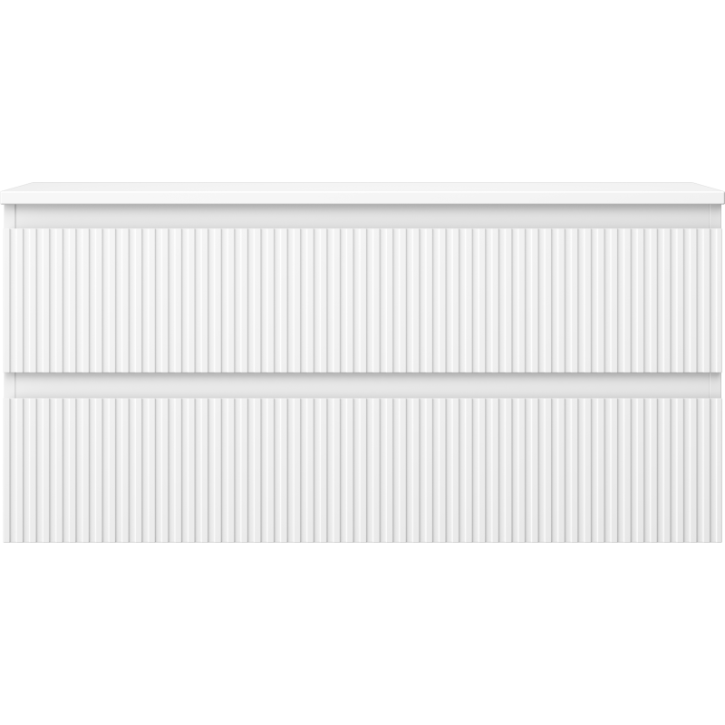 Mexen Rivel koupelnová skříňka pod umyvadlo 100 cm s deskou, 2 zásuvky, drážkovaná, bílá mat - 91A20-10047-2-BFFC01