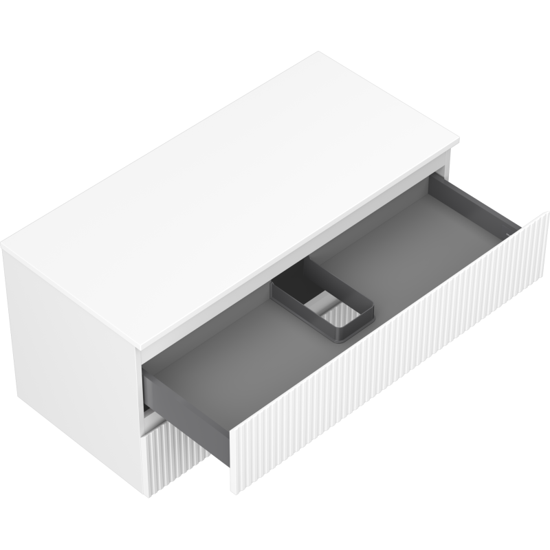 Mexen Rivel koupelnová skříňka pod umyvadlo 100 cm s deskou, 2 zásuvky, drážkovaná, bílá mat - 91A20-10047-2-BFFC01