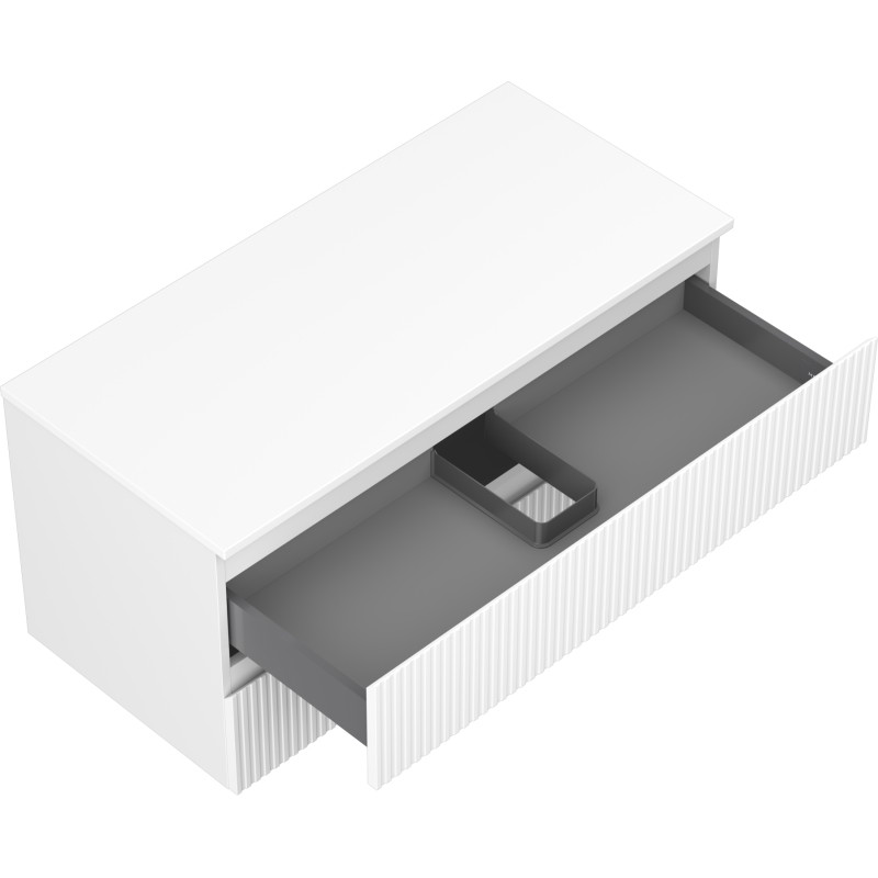Mexen Rivel koupelnová skříňka pod umyvadlo 100 cm s deskou, 2 zásuvky, rýhovaná, bílá mat - 91A20-10047-2-BFFC01