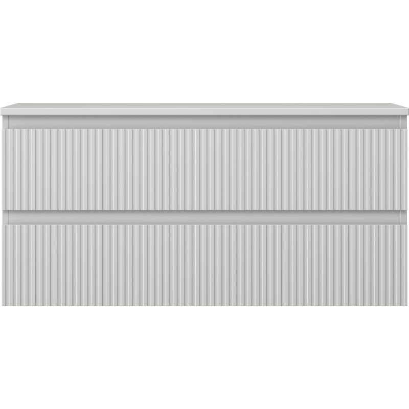 Mexen Rivel koupelnová skříňka pod umyvadlo 100 cm s deskou, 2 zásuvky, drážkovaná, šedý mat - 91A20-10047-2-BFFC62