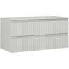 Mexen Rivel koupelnová skříňka pod umyvadlo 100 cm s deskou, 2 zásuvky, drážkovaná, šedá mat - 91A20-10047-2-BFFC62